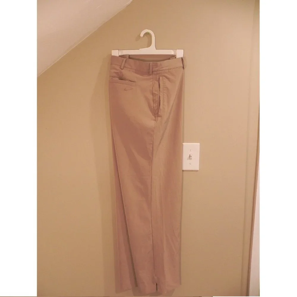 NIKE Golf Fit Dry STRETCH BEIGE Performance Pants Flat Front 38 Waist - Picture 3 of 6